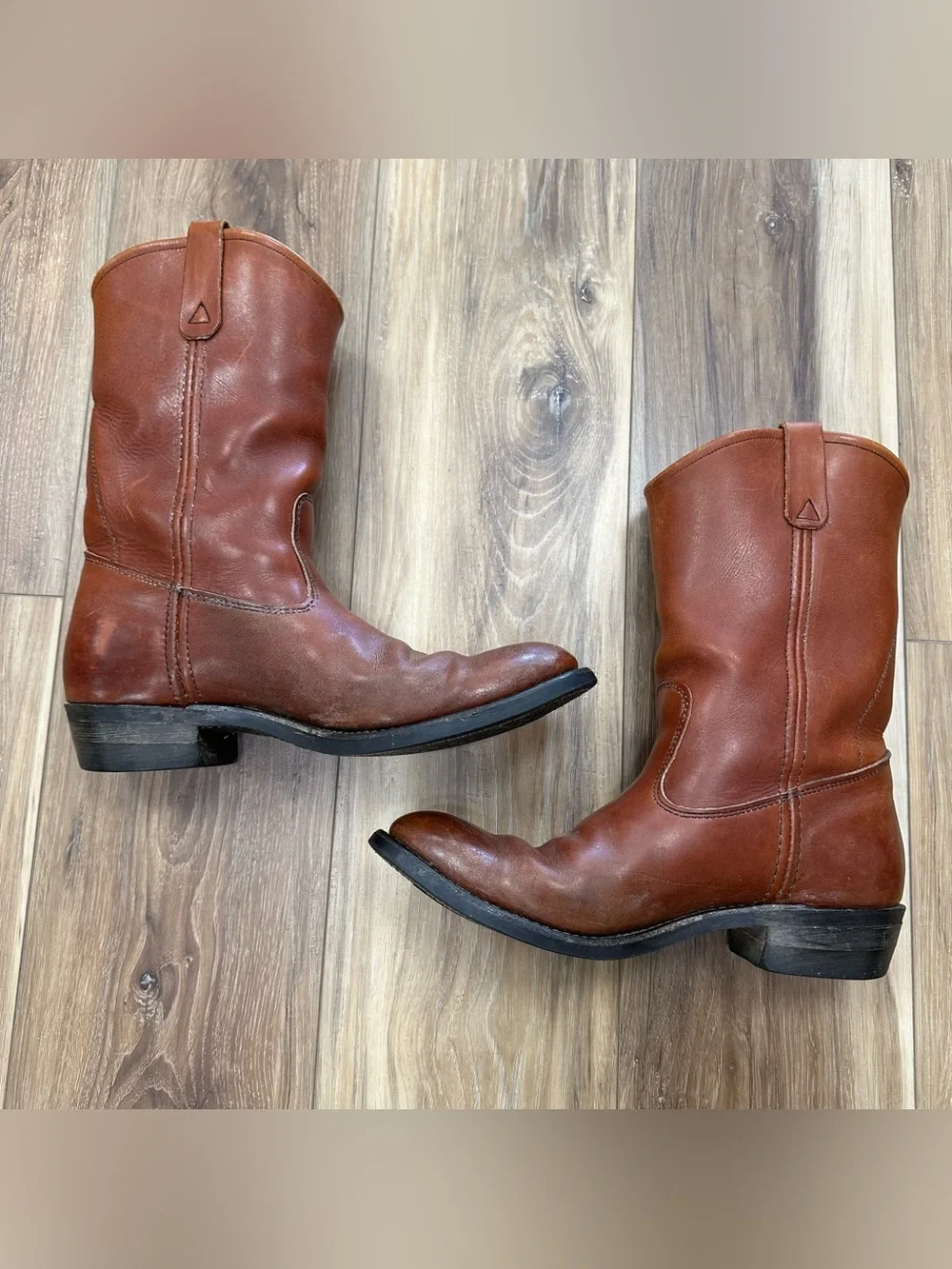 Vtg Cabela’s Chippewa Leather Cowboy Engineer Boots Brown 8308 USA Made, Size 10